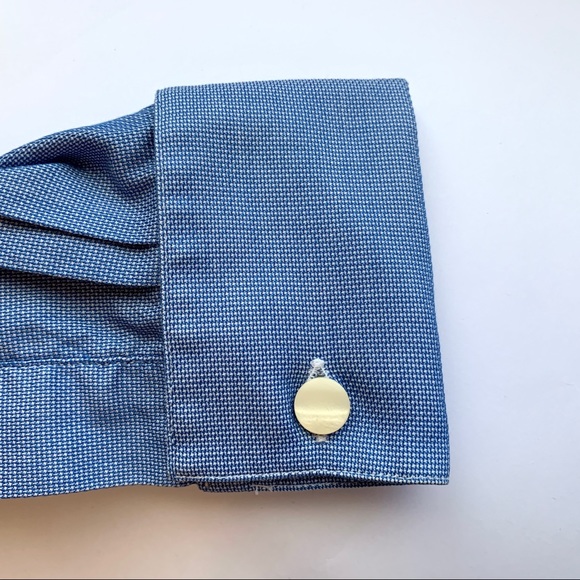 OGILVY French cuffs blue cotton shirt 4 - Picture 6 of 10
